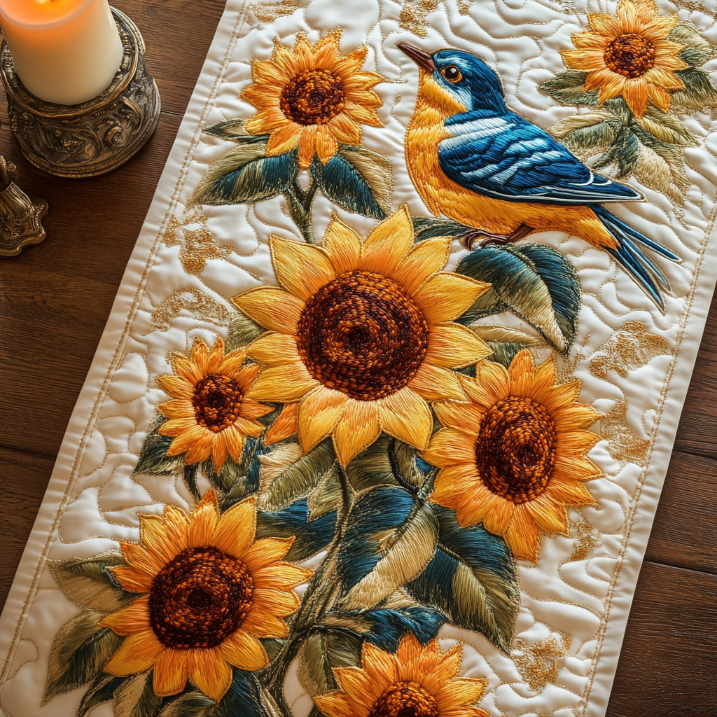 Sun Bloom Quilted Table Runner NCU0VH4428
