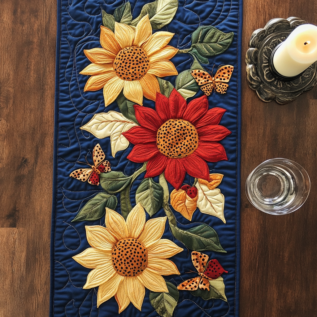 Sun Bloom Quilted Table Runner NCU0VH5568