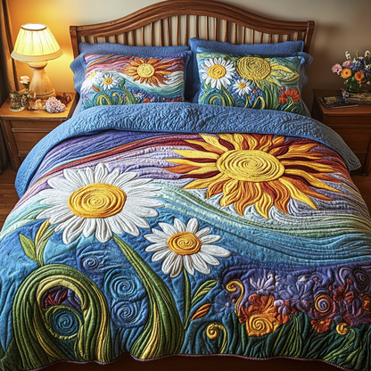 Sun Petals 3-Piece Quilted Bedding Set NCU0VH4964