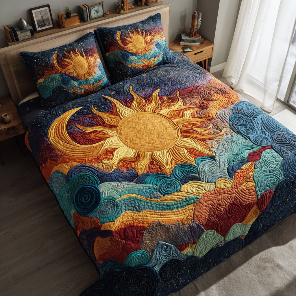 Sun and Moon 3-Piece Quilted Bedding Set NCU0HH360