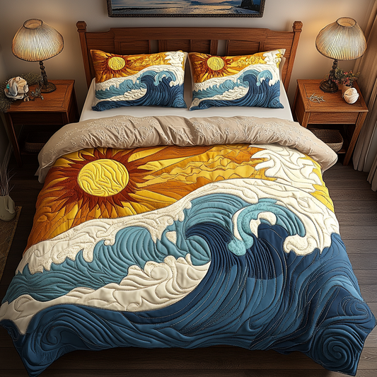 Sun and Waves 3-Piece Quilted Bedding Set NCU0VL1490