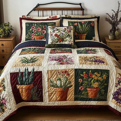 Sunbaked Succulents 3-Piece Quilted Bedding Set NCU0PT5289