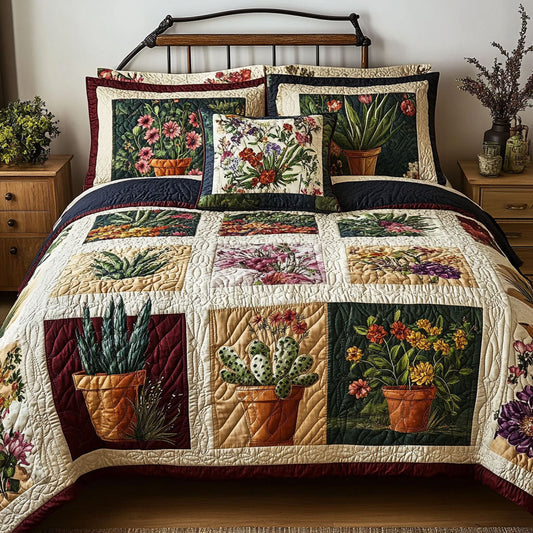 Sunbaked Succulents 3-Piece Quilted Bedding Set NCU0PT5289