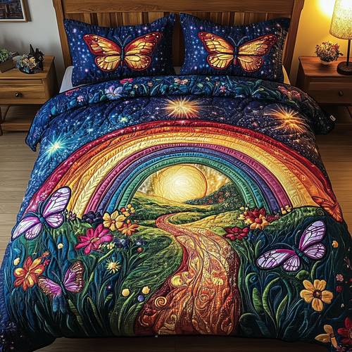 Sunbeam Butterfly 3-Piece Quilted Bedding Set NCU0VH2940