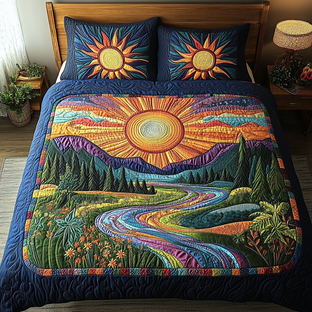 Sunbeam Serenity 3-Piece Quilted Bedding Set NCU0DK4312