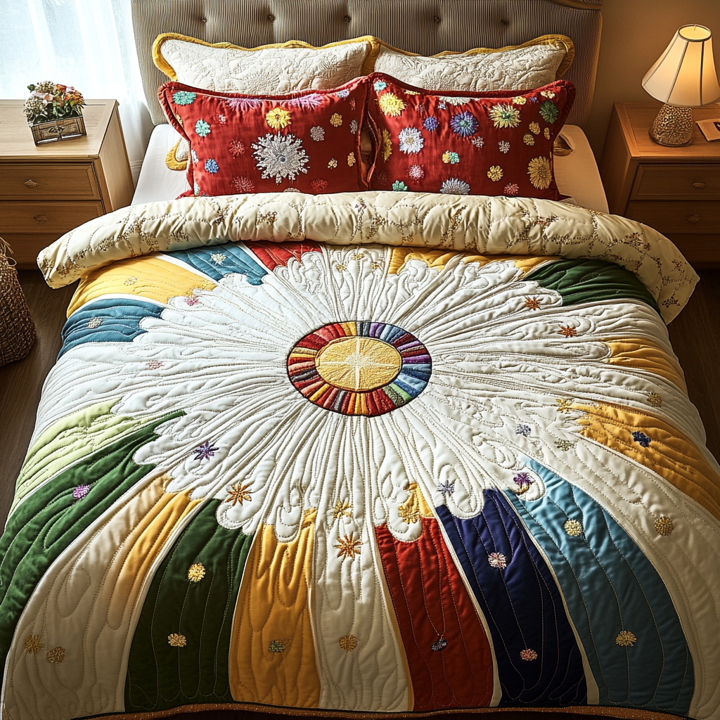 Sunbeam Splendor 3-Piece Quilted Bedding Set NCU0DV2654