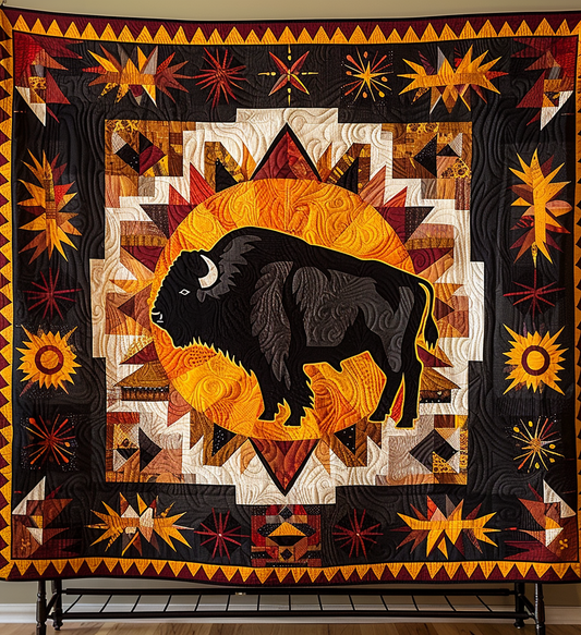 Sunburst Bison Quilted Blanket NCU0DK149