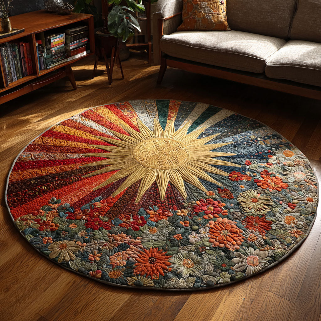 Sunburst Bloom Quilted Round Mat NCU0DK11957