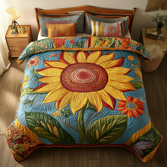 Sunburst Charm 3-Piece Quilted Bedding Set NCU0VL1018