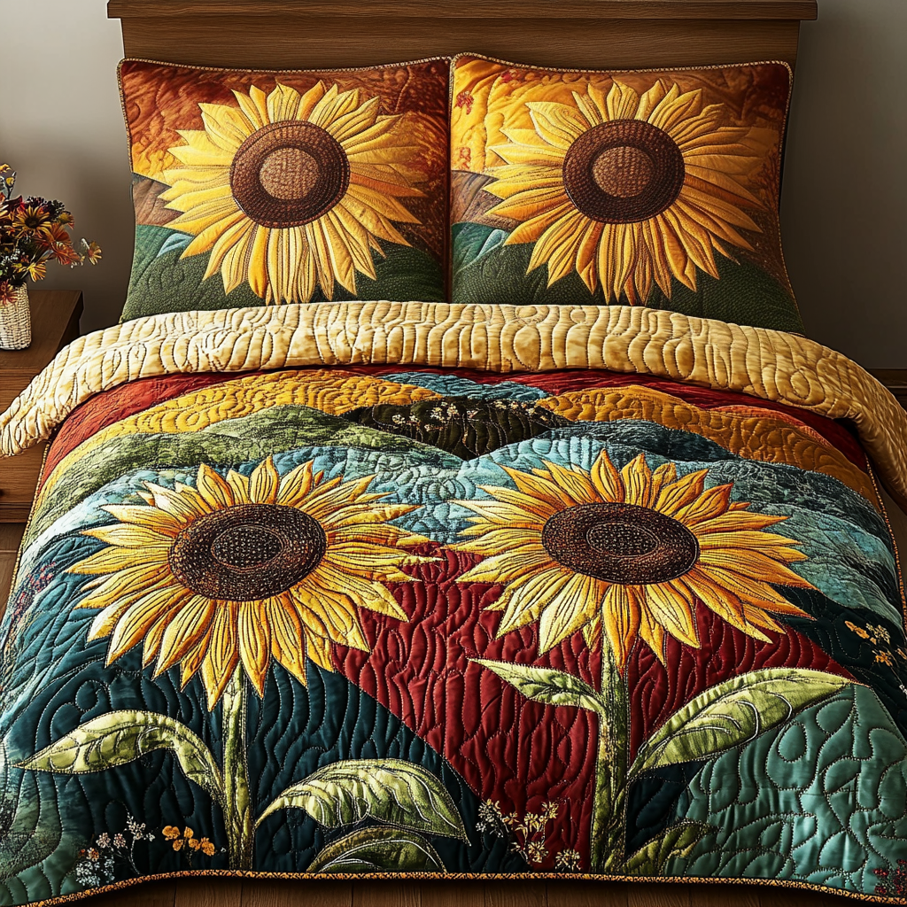 Sunburst Charm 3-Piece Quilted Bedding Set NCU0DV4522