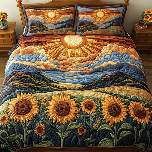 Sunburst Comfort 3-Piece Quilted Bedding Set NCU0VH2182