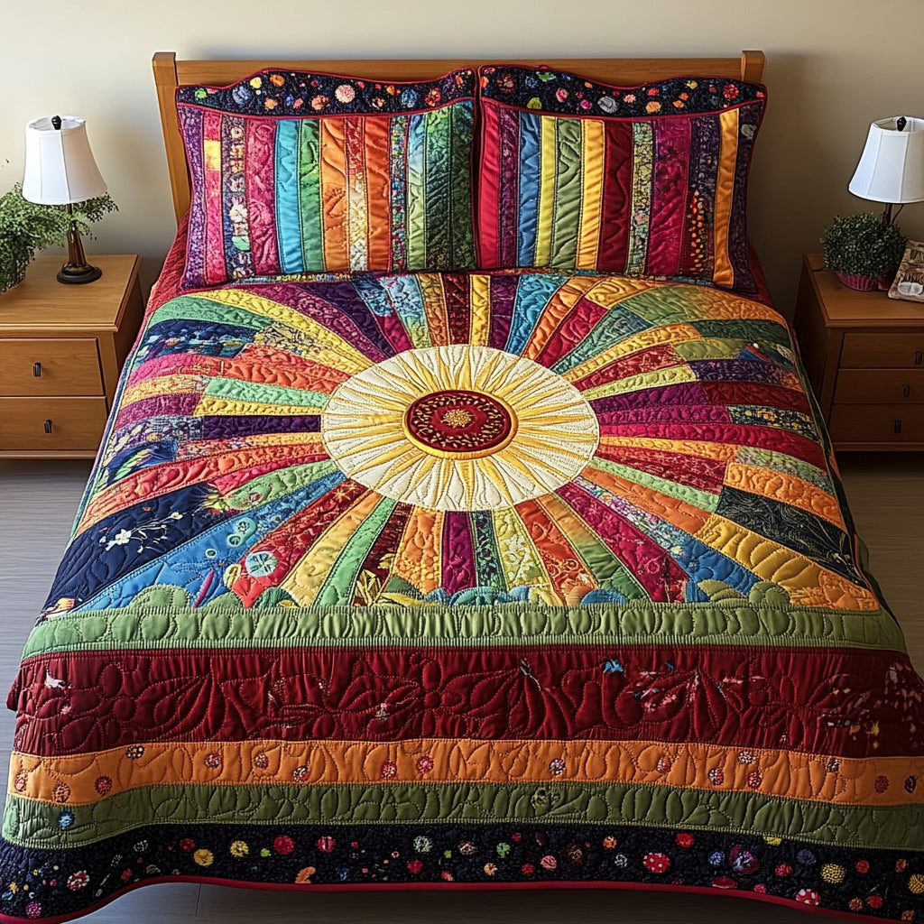 Sunburst Comfort 3-Piece Quilted Bedding Set NCU0VL829