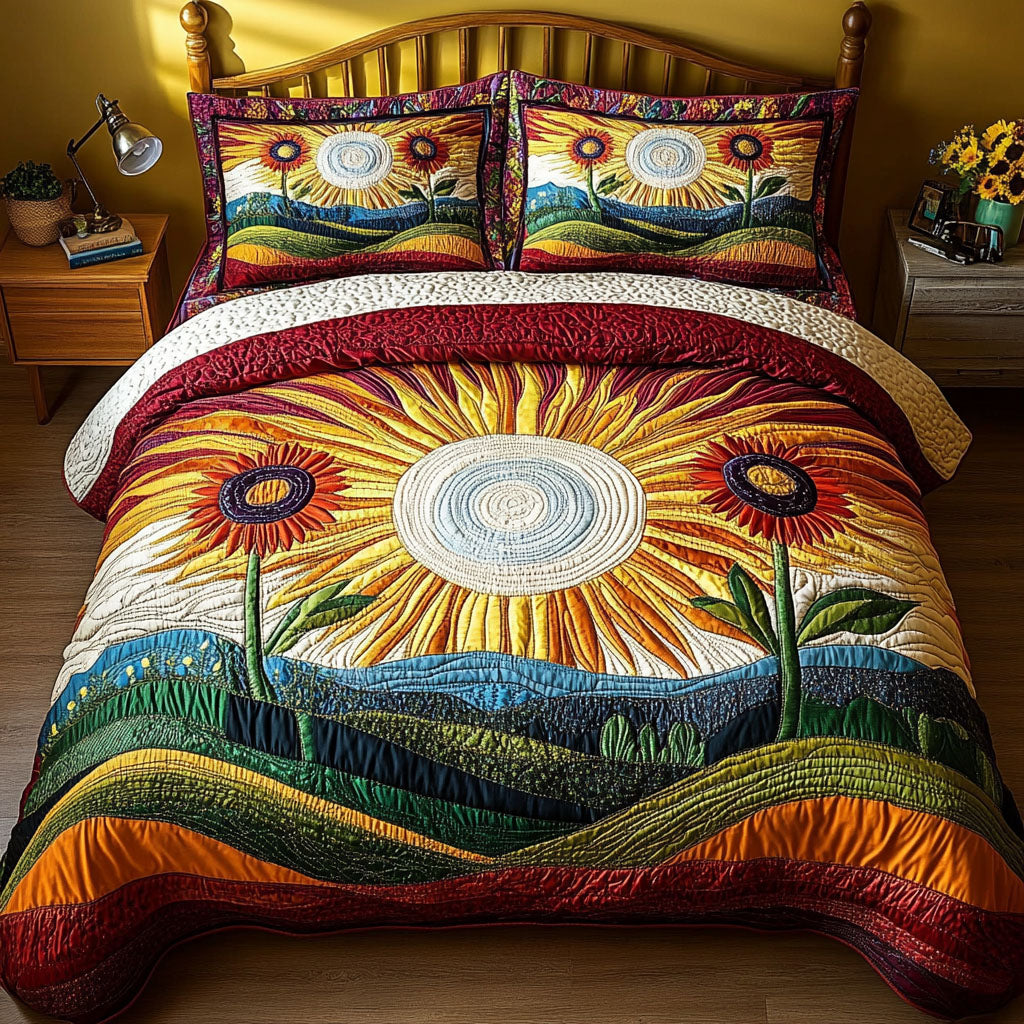 Sunburst Countryside 3-Piece Quilted Bedding Set NCU0PT4483