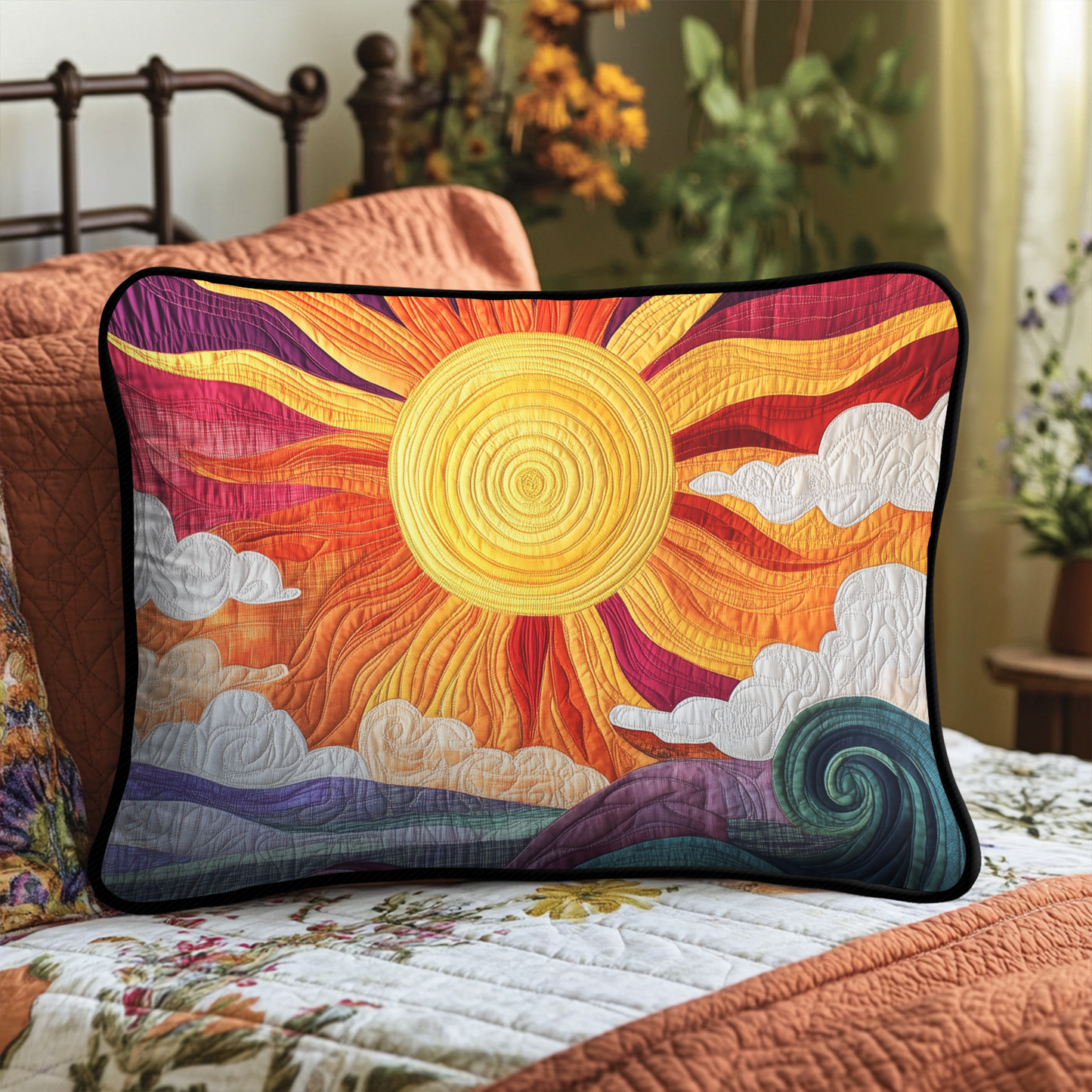 Sunburst Delight Quilted Bedding Pillow Case NCU0VL740