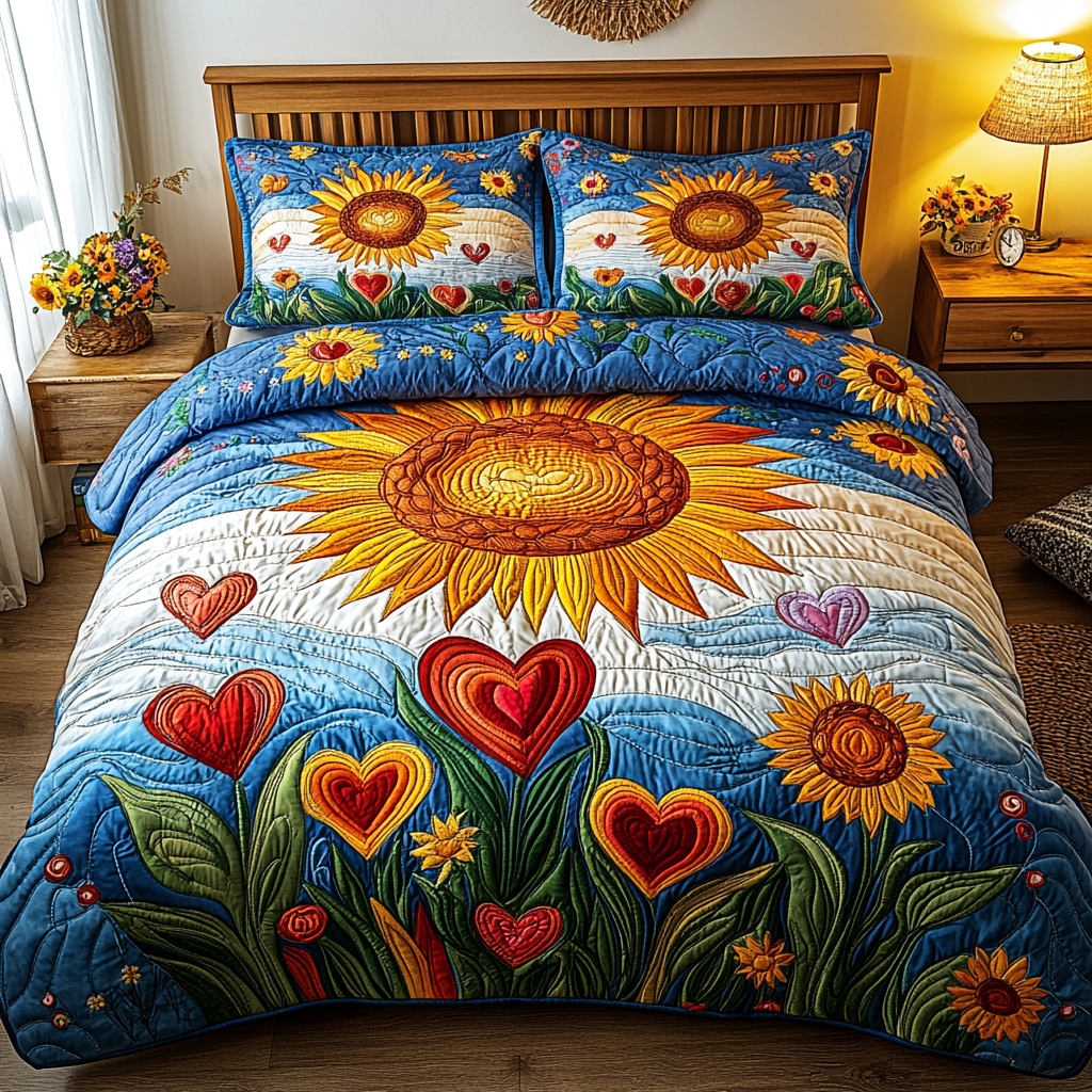 Sunburst Dreams 3-Piece Quilted Bedding Set NCU0VL1920