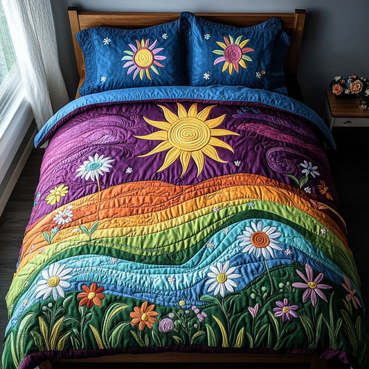 Sunburst Floral Harmony 3-Piece Quilted Bedding Set NCU0PT5536