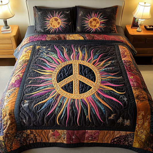 Sunburst Harmony 3-Piece Quilted Bedding Set NCU0VH1802