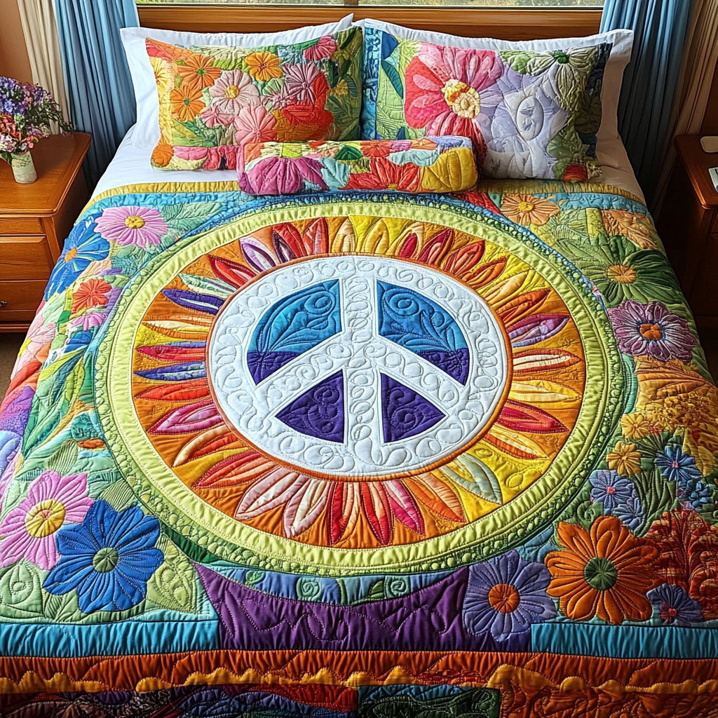 Sunburst Peace 3-Piece Quilted Bedding Set NCU0PT4650