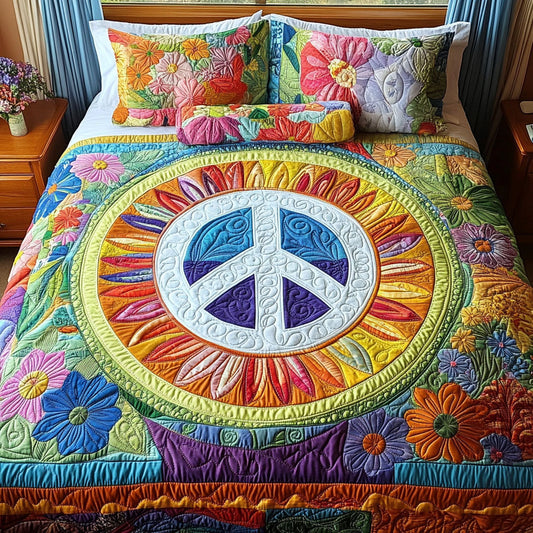 Sunburst Peace 3-Piece Quilted Bedding Set NCU0PT4650