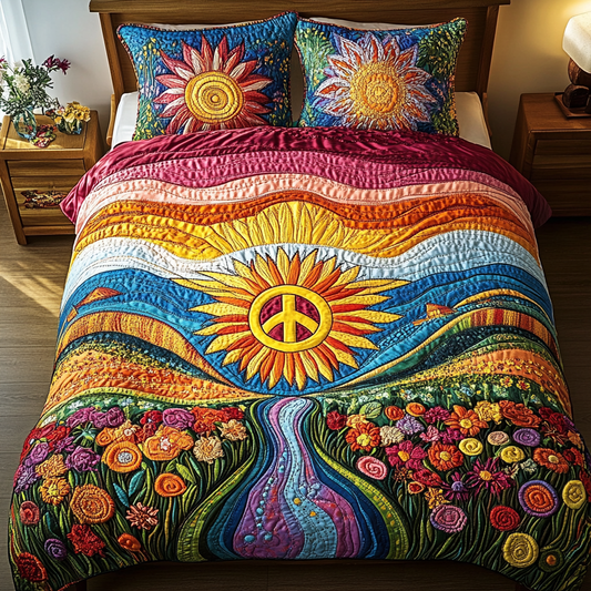 Sunburst Peace 3-Piece Quilted Bedding Set NCU0VL1144