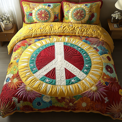 Sunburst Peace 3-Piece Quilted Bedding Set NCU0VL2772