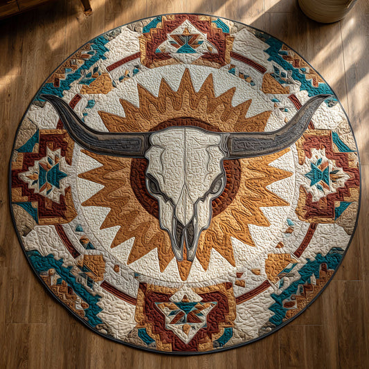 Sunburst Skull Quilted Round Mat NCU0TV045