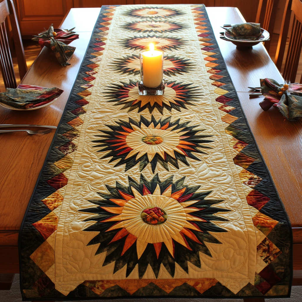 Sunburst Trail Quilted Table Runner NCU0VH5793 – Vantique