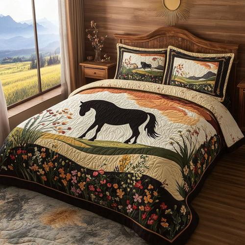 Sundown Stallion 3-Piece Quilted Bedding Set NCU0PT4520