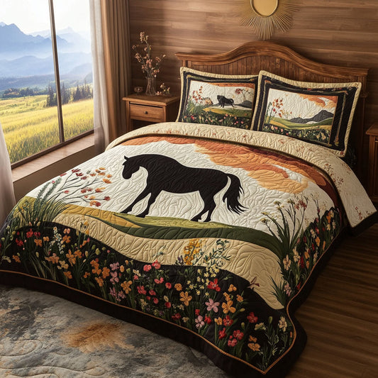 Sundown Stallion 3-Piece Quilted Bedding Set NCU0PT4520