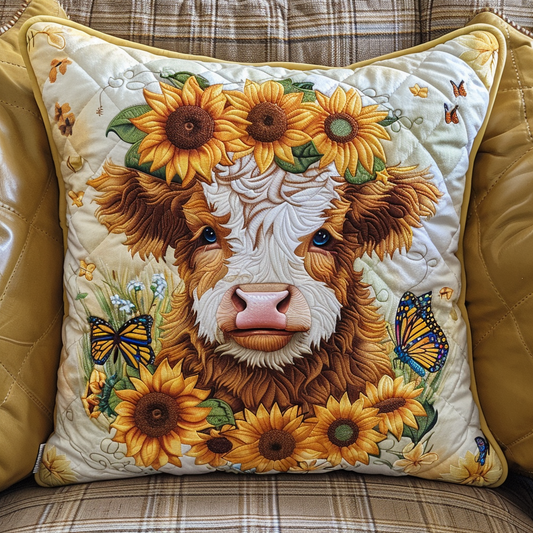 Sunflower Cow Quilted Pillow Case NCU0NT025