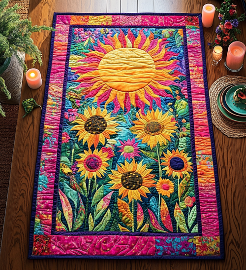 Sunflower Dawn Quilted Table Runner NCU0DV515