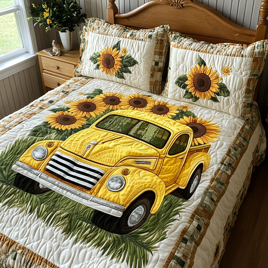 Sunflower Harvest 3-Piece Quilted Bedding Set NCU0DV2055