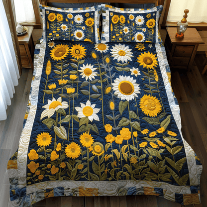 Sunflower Night 3-Piece Quilted Bedding Set NCU0TH1005