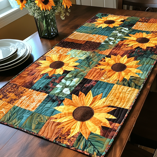 Sunflower Serenade Quilted Table Runner NCU0DV520