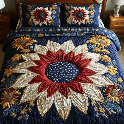 Sunflower Americana 3-Piece Quilted Bedding Set NCU0VH5695