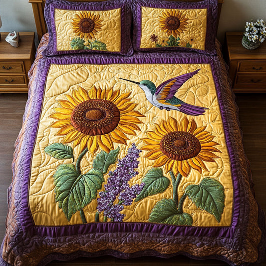 Sunflower Bird 3-Piece Quilted Bedding Set NCU0NT3344