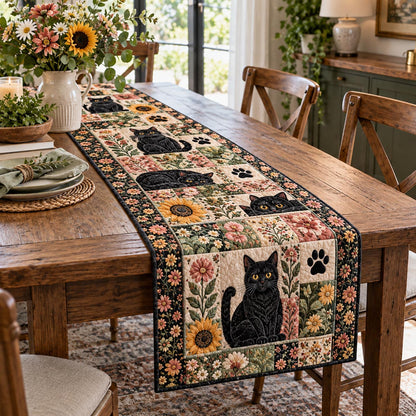 Sunflower Black Cat Quilted Table Runner NCU0DV10477