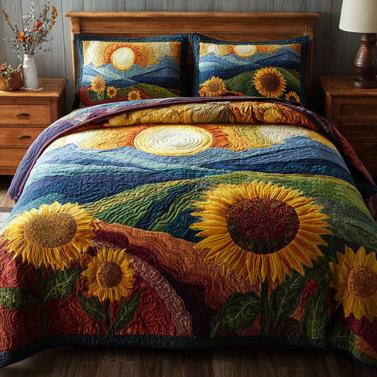 Sunflower Bliss 3-Piece Quilted Bedding Set NCU0DK11700