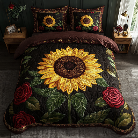 Sunflower Bliss 3-Piece Quilted Bedding Set NCU0DK8563