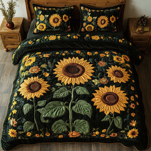 Sunflower Bliss 3-Piece Quilted Bedding Set NCU0PT3133