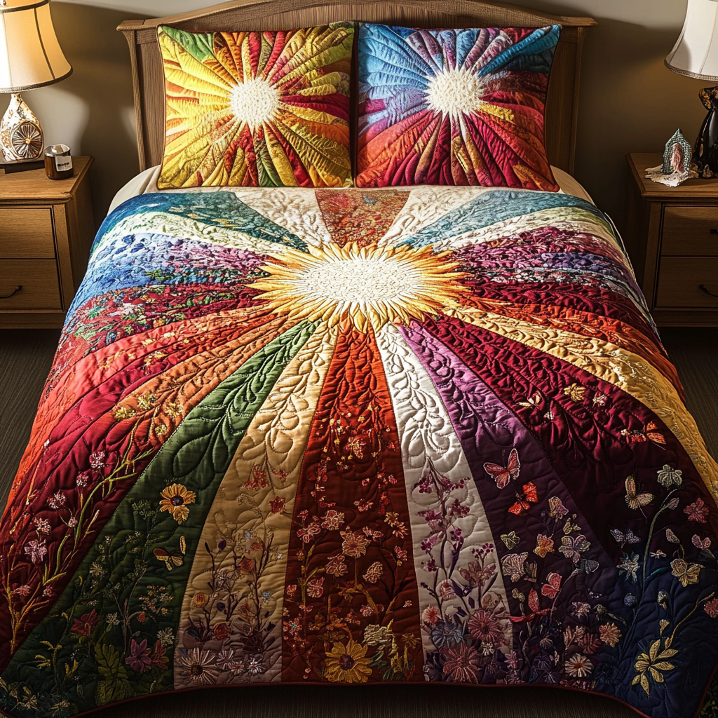 Sunflower Bliss 3-Piece Quilted Bedding Set NCU0VH2663