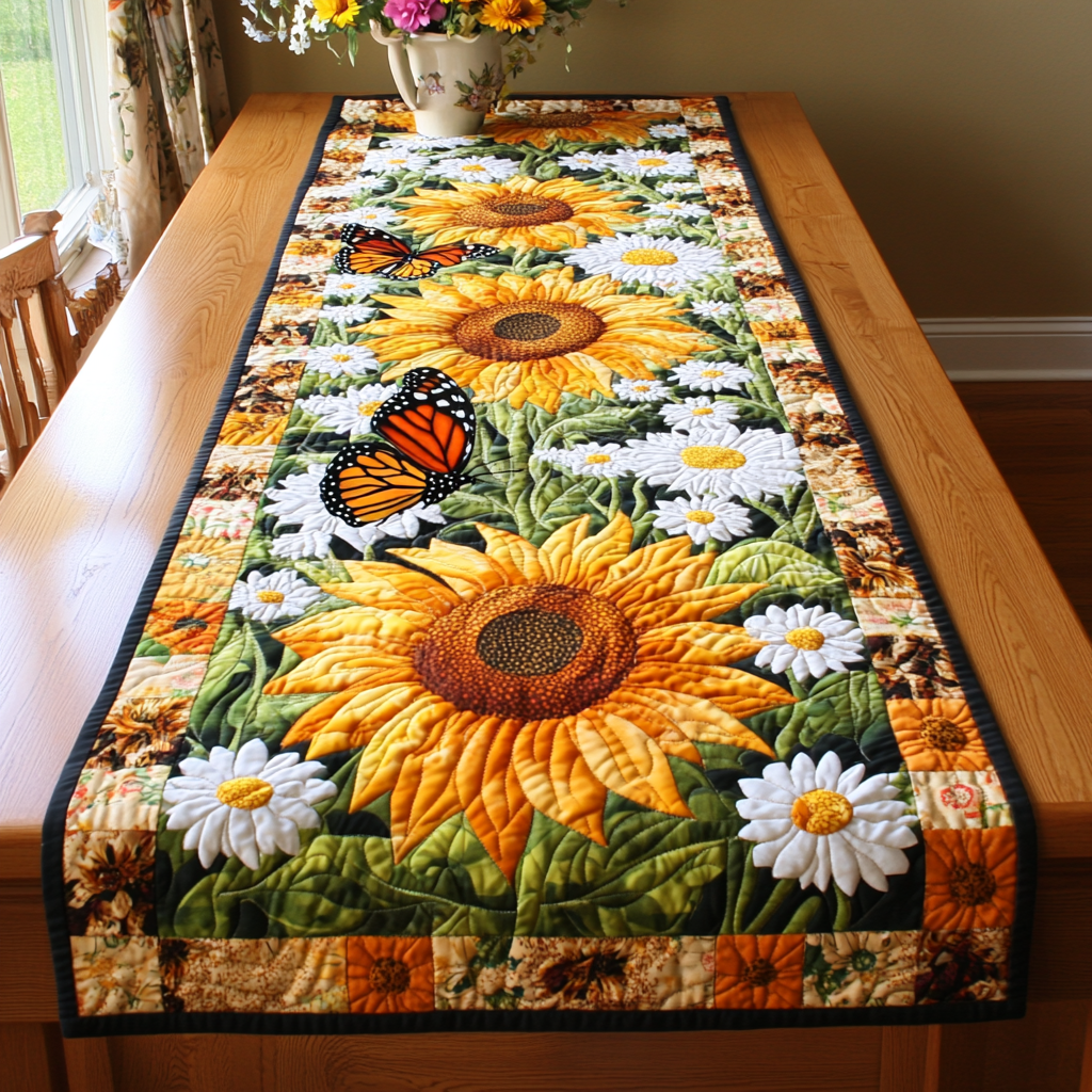 Sunflower Bliss Quilted Table Runner NCU0VL1887
