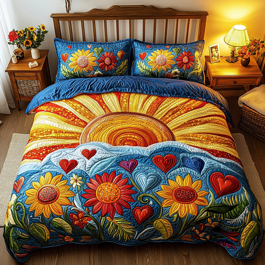 Sunflower Bloom 3-Piece Quilted Bedding Set NCU0VL1919