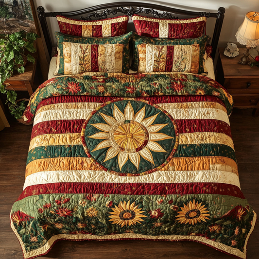 Sunflower Bloom 3-Piece Quilted Bedding Set NCU0VL942