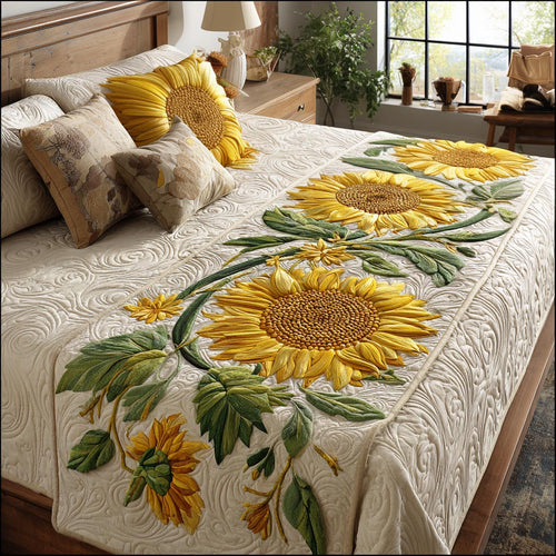Sunflower Bloom Quilted Bed Runner NCU0DV9471