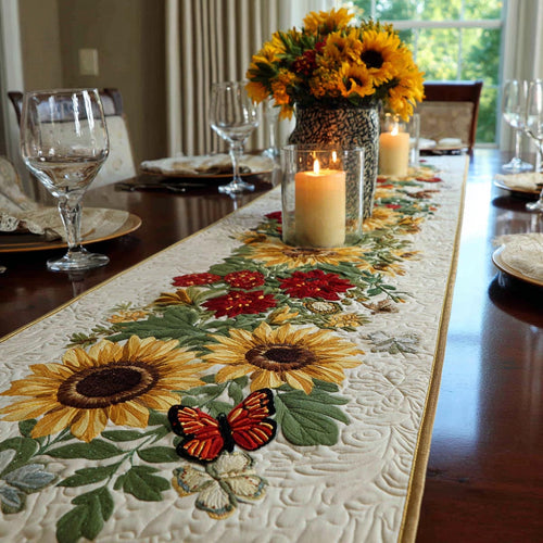 Sunflower Bloom Quilted Table Runner NCU0DV9436