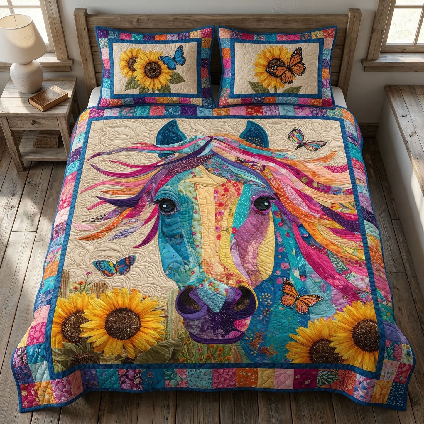Sunflower Breeze 3-Piece Quilted Bedding Set NCU0NT12528