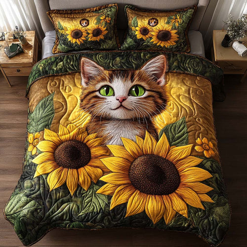 Sunflower Buddy 3-Piece Quilted Bedding Set NCU0NT8108