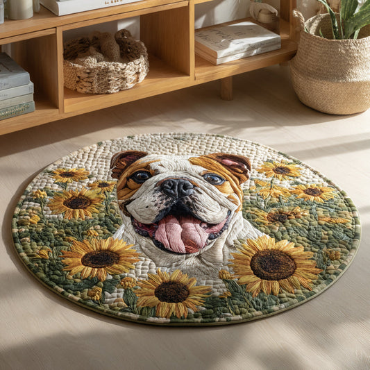 Sunflower Bulldog Quilted Round Mat NCU0HH040