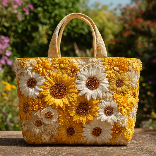 Sunflower Burst Quilted Tote Bag NCU0VL2814